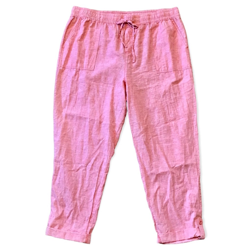 NWOT Linen Blend Casual Pants w/Roll Tab 1X